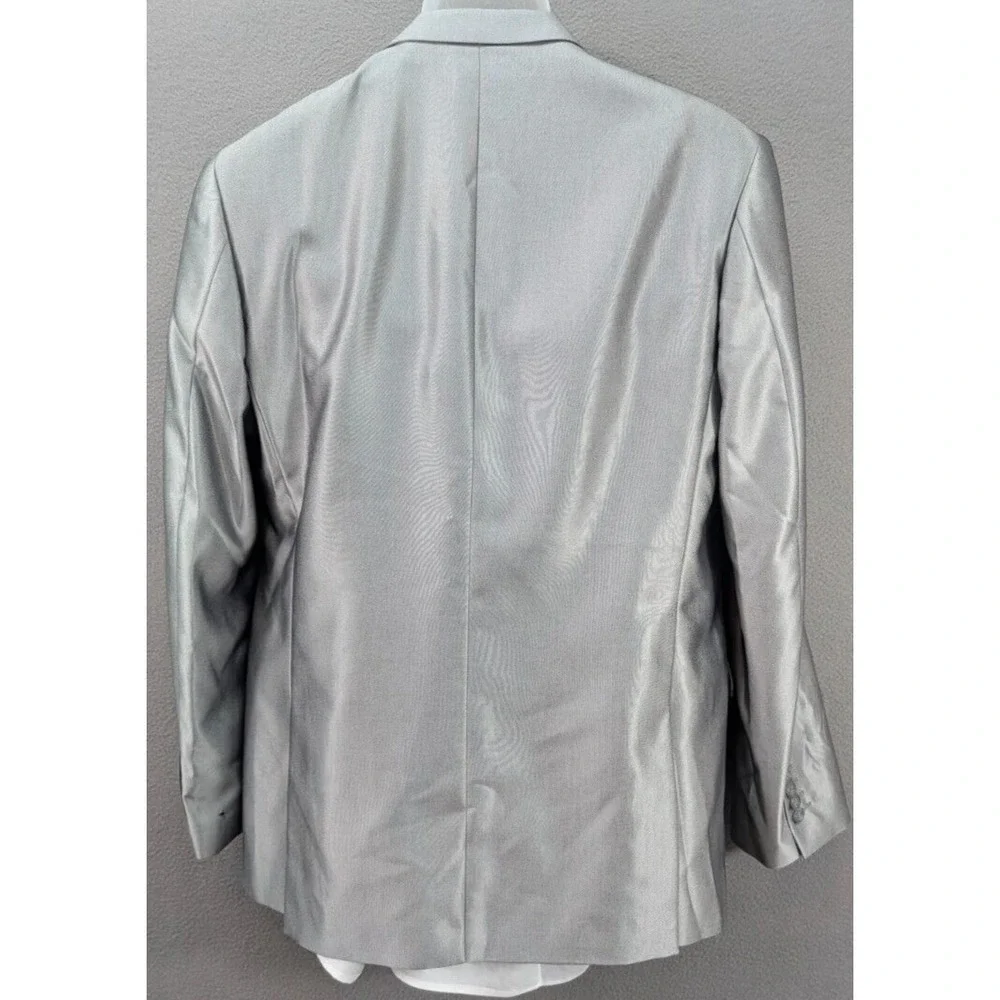 Vinci Sport Coat Blazer Mens Silver Two Button Rayon Blend Formal Wedding Sz 44L